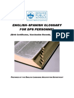 English-Spanish Glossary For Dps Personnel: (Birth Certificates, Vaccination Records, Transcripts)