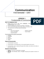 Oral Communication: First Semester - Unit I