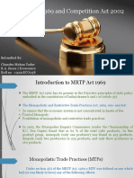 MRTP Act 1969 and Competition Act 2002: Chandra Mohan Yadav B.A. (Hons.) Economics Roll No - 19221ECO058 Submitted by