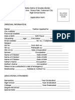 Notre Dame of Greater Manila Application Form