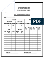 Yuti Breweriies LTD Title: Records: Boiler Boiler Observation Report