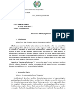 Dimensions of Analyzing Policies: What Effects Does The Policy Have On The Targeted Problem?