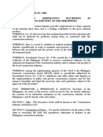 Executive Order No. 1008 Creating AN Arbitration Machinery IN The Construction Industry of The Philippines