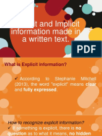 Explicit and Implicit Information Made in A Written Text