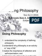 Doing Philosophy: Mr. Ernesto Bais A. Arcenas JR