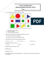 Year 8 Mathematics Ratio and Rates Practice Test 2: Name