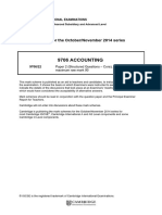 9706 Accounting: MARK SCHEME For The October/November 2014 Series