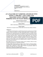 An Analysis of "Limited and Selective Effect Theory" and "Uses and Gratification Theory" From Perspective of Mass Media Research