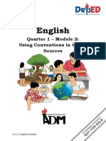 English: Quarter 1 - Module 2: Using Conventions in Citing Sources