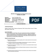 EDCI 655: Assessment of Learning and The Learner Course Syllabus