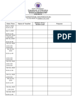 Department of Education: Date/Time Name of Teacher Subject Area/ Grade Level Purpose