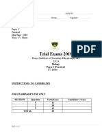 2018 Trial 1 Biology Questions and Marking Scheme