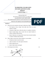 Icse Semester 1 Examination Specimen Question Paper Physics SCIENCE Paper - 1