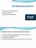 Computer Programming: Engr. Anees Ahmed Soomro Assistant Professor CSE QUEST Nawabshah