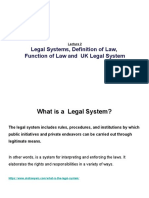 Lecture 2 - The Legal Systems, Definition of Law, Function of Law and UK Legal System