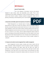 Assignment For PMCF8 Module 2:: 1. What Is Wealth Management? Explain Briefly