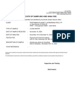 Certificate of Sampling and Analysis