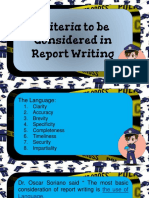 Criteria To Be Considered in Report Writing