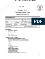 Assignment No.3: Course Title: Pakistan Today Course Code: Bahu 1043