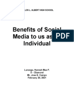 Benefits of Social Media To Us As An Individual