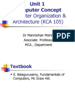 Computer Organization & Architecture (KCA 105) : DR Manmohan Mishra Associate Professor MCA, Department