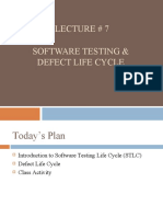 Lecture # 7 Software Testing & Defect Life Cycle