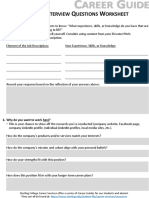 Common Interview Questions Worksheet