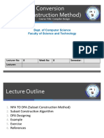 NFA To DFA Conversion (Subset Construction Method) : Dept. of Computer Science Faculty of Science and Technology