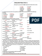 English Practice 1: C. Carried D. Sugar B. Underline A. Danger A. Character