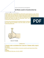 Important Thumb Rules Used in Construction by Civil Engineers