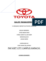 Toyota Pakistan...... Research Report On Sales Management