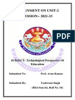 Assignment On Unit-2 SESSION:-2021-23: SUBJECT - Technological Perspective of Education