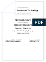 Matoshri Institute of Technology: Micro Project Title of Project Currency Converter