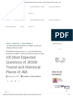 100 Most Expected Questions of JKSSB - Tourist and Historical Places of J&K Aeiro