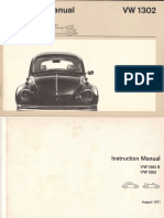 August 1971 1302 Beetle Owners Manual