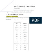 1.0 Intended Learning Outcomes: Conversion of Units