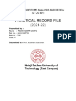 Practical Record File: Algorithms Analysis and Design (ETCS-351)