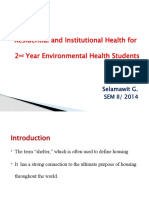 Residential and Institutional Health For 2 Year Environmental Health Students