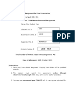 Assignment For Final Examination Course No.# HRM 201 Course Title# Human Resource Management