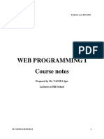 WEB PROGRAMMING I Course Notes