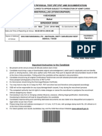 Admit Card For Phyisical Test (Pet, PST and Documentation) : Roll Number Name Father's Name