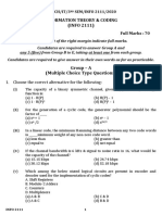 Information Theory & Coding (INFO 2111) : Time Allotted: 3 Hrs Full Marks: 70