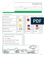 Teste 4º Ano - 1º Período 1º Teste