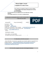 Human Rights Council Complaint Procedure Form