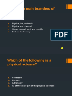 Quiz-Branches of Science