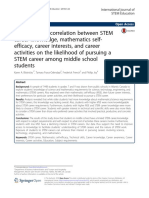 A Study of The Correlation Between STEM Career Knowledge, Mathematics Self-Efficacy, Career Interests, and Career Activities On The Likelihood of Pursuing A STEM Career Among Middle School Students