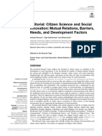 Editorial: Citizen Science and Social Innovation: Mutual Relations, Barriers, Needs, and Development Factors