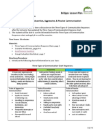 Unit Topic: Communication Activity Name: Lesson #3, Assertive, Aggressive, & Passive Communication