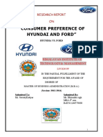 A Study On Consumer Preffrences Towards Hyundai and Ford Cars in Lucknow City..