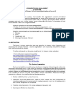 Organization and Management 1 Quarter Lesson 4: The Firm and Its Environment (Continuation of Lesson 3)